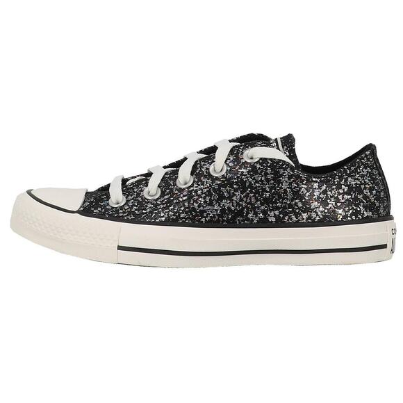 NWT Converse Women's Chuck Taylor All Star Glitter Sneaker, Black/Egret/Black, 6 - Picture 1 of 5